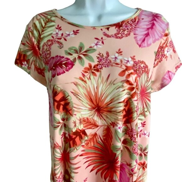 Thyme and Honey Pullover Short Sleeve Pink Floral Print Dress Medium NEW - Picture 5 of 9